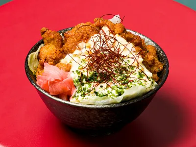 Chicken Karaage Egg Salad Donburi